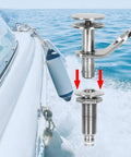 Deck Mount Guard Hanger With Quick Release Pin for Marine Gear and Rope Chafe Protection, polished stainless steel on boat deck