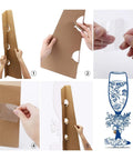 Vintage Floral Block Box Centerpiece Set of Four With Matching Champagne Flute Stands assembling steps with clear plastic and cardboard.