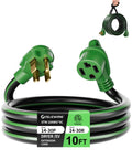 Built Like A Tank 30 Amp Nema 14 30 Extension Cord 10 Foot Length with green plugs for EV charging and dryer use.
