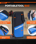 Telescoping Magnetic Pickup Tool Set With Portable Bag, blue, side view showing durable polyester and PU leather material.