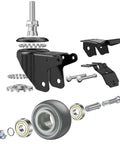 Exploded view of 2 Inch Swivel Caster Wheels 4 Pack M8 1.25 Threaded Stem 8mm Durable Rubber With Double Lock for Carpet and Hardwood