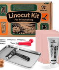 Linocut Printmaking Kit For Adults With Linoleum Blocks And Stamp Making Tools, includes ink, cutter, and carving tools