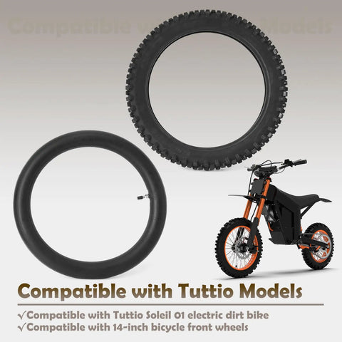 Front Wheel Outer Tire With Inner Tube Kit Replacement For Tuttio Soleil 01 Yozma IN10 Yozma IN 10 Tutti Electric Dirt Bike 14 Inch Front Tire Tube Set For Off Road Motorcycle Ride Ready