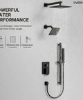 EVERSTEIN Shower System with Handheld Spray, 10" High-Pressure Rainfall Shower Faucet Set showing dual shower heads and slide bar.