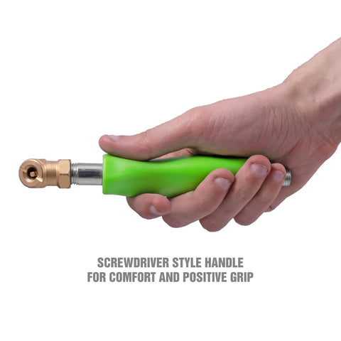 Straight Air Chuck Tire Inflator Deflator With Handle Sealed Ball Inflation Chuck for One Quarter Inch NPT Fittings Up to 150 PSI.