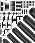 Garage-Ready Car Vacuum Hose Kit Set With 6 Five-Foot Hoses And 113 Connectors, multipurpose tubing and connectors displayed