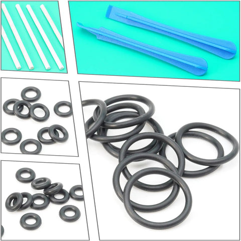 Quiet O Ring Replacement Kit For Fixed Smart Sleeper Bassinet Motor Ultimate DIY Repair Kit With Large O Ring For Roller And Small O Rings A And B For Bolts To Stop Noise And Restore Smooth Glide For Your Baby Sleep System. Black O-rings and blue pry tools