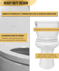 Elongated Soft Close Toilet Seat Heavy Duty Scratch Resistant Universal Fit Top Tier Bathroom Essential Zero Drama Closing Built Like A Tank For Everyday Use shown from the side with matte finish.