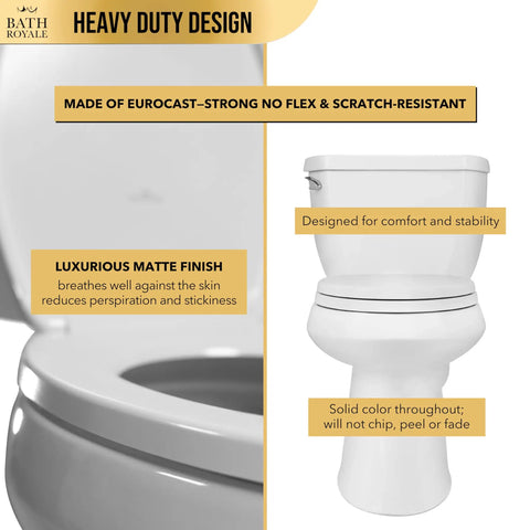 Elongated Soft Close Toilet Seat Heavy Duty Scratch Resistant Universal Fit Top Tier Bathroom Essential Zero Drama Closing Built Like A Tank For Everyday Use shown from the side with matte finish.