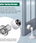 8 Pack Stainless Steel Magnetic Door Stoppers With Screws Magnetic Catch Holder For Wall Or Floor Mount White Door Stops Durable Wall Protector Easy Install Strong Magnetic Hold Great For Home And Office shown with a closer view of spring and installed on a door