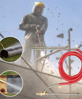 Dustless Wet Sandblasting Kit for Pressure Washer 5000 PSI with Replacement Nozzle, hose, and glasses shown in use