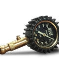 JACO Elite Tire Pressure Gauge, 100 PSI, brass stem with knurled grip and black rubber guard