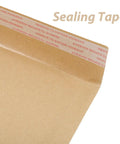 Close-up of sealing tape on Khaki Kraft Bubble Mailers Set 22x34cm Drop Resistant Padded Envelopes, showing adhesive strip for secure closure.