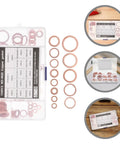Copper Crush Washer Set 150 Pcs For Oil Drain Plug Gasket Kit With High Thermal Conductivity, Leakproof Seals, Boxed Storage, Versatile Sizes For Cars Trucks And DIYers, assorted rings in case