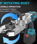 21V Cordless Electric Rebar Coupler Torque Wrench with 90° rotating body for flexible operation in concrete construction.