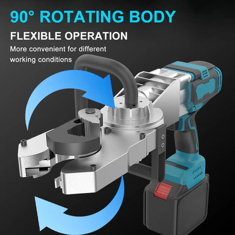 21V Cordless Electric Rebar Coupler Torque Wrench with 90° rotating body for flexible operation in concrete construction.