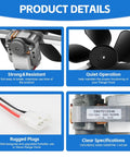 Heavy Duty Beefy Range Hood Motor Replacement For 97012248 Two Speed 120V CCW Rotation 7 Inch Blade Pigtail Details