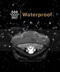 Vizz Tactical LED Headlamp 550 Lumen Power IPX7 Waterproof demonstrated with water droplets on black device