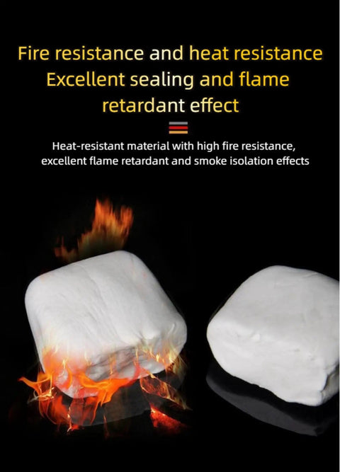 Quick Dry Waterproof Sealant Paste For Instant Wall Hole And Gap Patching, Heavy Duty Filler Putty displayed with flames