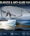 Kick Everyday Glare To The Curb With These Ultra Light Photochromic Polarized Safety Glasses featuring clear lenses for reduced reflections.