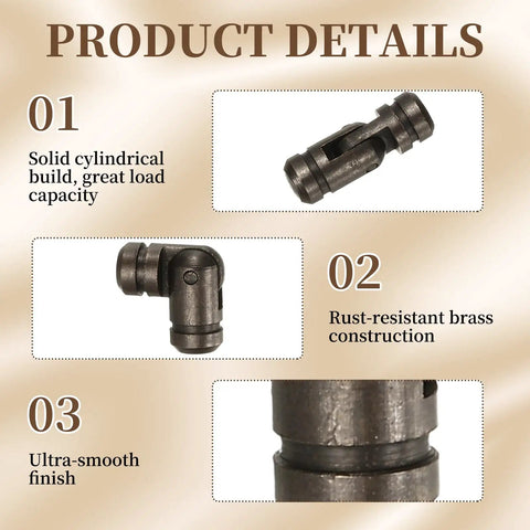 Close-up of 50 Pack Brass Barrel Hinges 5x15mm Hidden Concealed Folding Hinges in black finish, showing details and features.