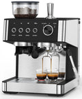 Next Level Espresso Machine With Built In Grinder And Automatic Milk Frother Compact Countertop brewing espresso shots.