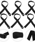 Eight black nylon adjustable garden aerator shoes straps, pro grade spiked sandals with replacement straps for lawn care and aeration.
