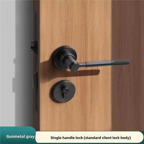 Flower Pattern Privacy Door Knob Set For Bedroom, Universal Fit, Keyed Lock With Easy Install, Gun Ash Finish, 72mm For Extra Security