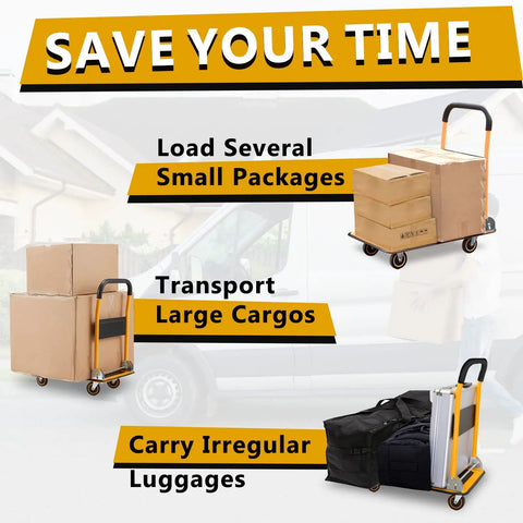 Heavy Duty Folding Hauler Flatbed Cart With Smooth 360 Swivel Wheels And Rock Solid Steel Frame For No Sweat Moving Around Home Garage Or Workshop Up To 330 Lbs
