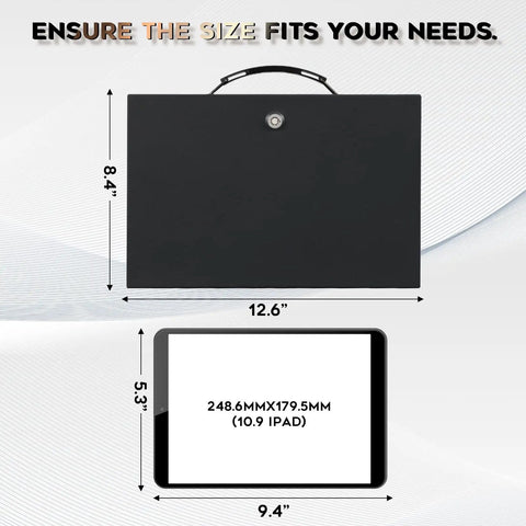 Fire Resistant Safe Box With Key Lock For Home And Office Security dimensions with 12.6 x 8.4 inch exterior next to tablet