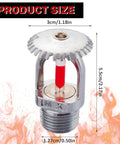Straight Up Ace Quick Response Pendent Fire Sprinkler Head With Dead Sure 155F Activation and Tight One Half Inch Thread, showing size dimensions.