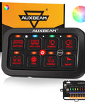Beefed-Up 8 Gang Toggle Switch Panel With RGB Backlit, Momentary Pulsed Multifunction Marine Switch Pod, front view