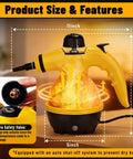No Nonsense Heavy Duty Handheld Steam Cleaner Straight Up Killer Performance 475 Ml Tank showing size dimensions 11 x 8.2 x 5 inches.