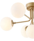 Brass Gold 24 Inch Parisian 6 Light Globe Modern Industrial Iron Ceiling Light Semi Flush Mount With White Frosted Glass Shade LED Bulbs