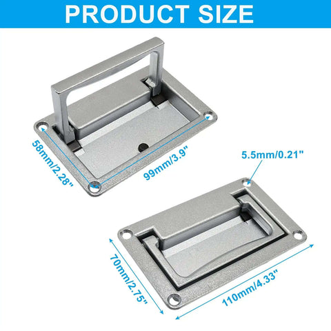 Heavy Duty Zinc Alloy Recessed Pull Handles For Drawers And Deck Hatches, Tough As Nails Silver Flush Mount Pulls, 110mm By 70mm