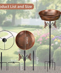 40 Inch Metal Bird Bath With Removable 13 Inch Diameter Bowl And 3 Inch Deep Reservoir, Heavy Duty Rust Proof Standing Garden Feeder For Yard Patio Lawn Decor, Outdoor Water Fount For Birds