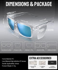 Tough As Nails Wraparound Safety Sunglasses Featuring Detachable Side Shields Impact Resistant Tinted Lenses dimensions and accessories.