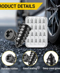 Ultimate Tire Repair Kit With Self Sealing Rubber Nails And Screw In Plugs, tray of sealing nails near car tire