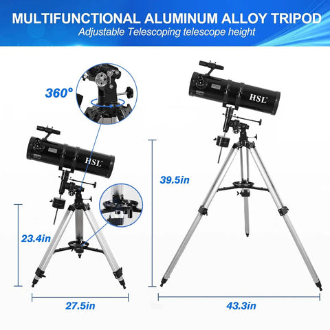 150mm Aperture Reflector Telescope With Manual German Equatorial Mount 750mm Focal Length on aluminum tripod