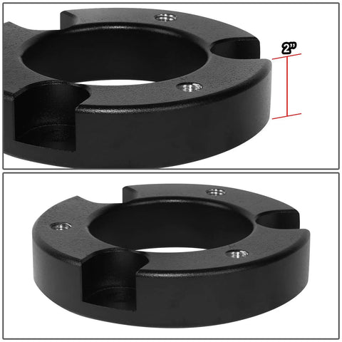 2 Inch Front Leveling Kit Strut Spacers For 1999 To 2006 Toyota Tundra showing black billet aluminum lift block detail.