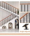Go Big On Safety With This Solid Wood Outdoor Handrail Kit Featuring Wall Mount Brackets For Steps Stairs and Terraces With Sturdy Iron Posts adjustable fit for angled staircase installation.