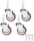 Stem Caster Wheels With 5/16 Inch By 1-1/2 Inch Stem Sockets TPR Swivel Casters For Carts, Furniture, Dolly, And Workbench