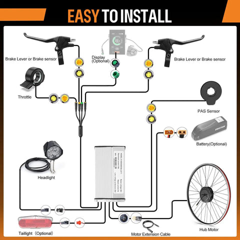 Boost Your Ebike With 48V 500W Front Hub Motor Conversion Kit, TFT Display And 48V Battery For 20, 26 Or 700C Wheels, Built For Mountain, Commuter And City Cruising