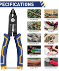 3 In 1 Wire Cutter, Stripper, And Crimp Pliers Pro Grade, Handy, 6 Inch Flush Cutters with uses for electronics, jewelry, and crafts