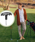 Adjustable Golf Wrench Tool For Driver Heads, Stainless Steel, Plastic Handle, Head Adjustment Tool For Club Drivers, Shaft Adapter Torque Tool, Precision Fit, Black shown in a golfer's setup on a course.