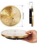 Three In One All Season Wall Hanging Weather Station With Thermometer Barometer And Hygrometer gold aluminum