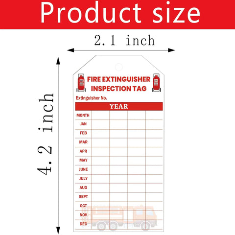 100 Pcs Monthly Fire Extinguisher Inspection Tags With Clear Readable Records, 4 Year Coverage 2024 To 2027, Maintenance Tags 3.25 By 5 Inches, Indoor Outdoor Use, Fits Most Fire Extinguishers, Easy To Track Inspections.