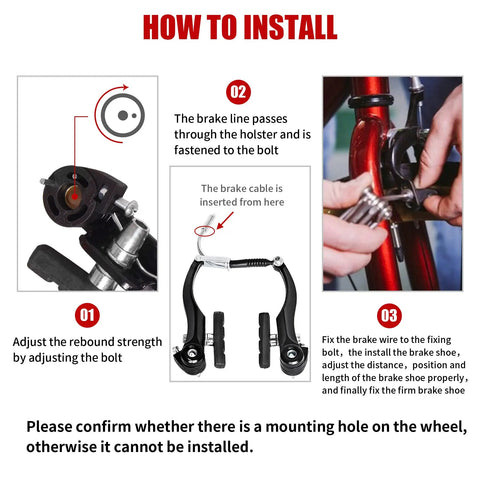 Installation guide for V Type Bike Brakes Set For MTB Front And Rear Calipers With Inner And Outer Cables Aluminum Levers