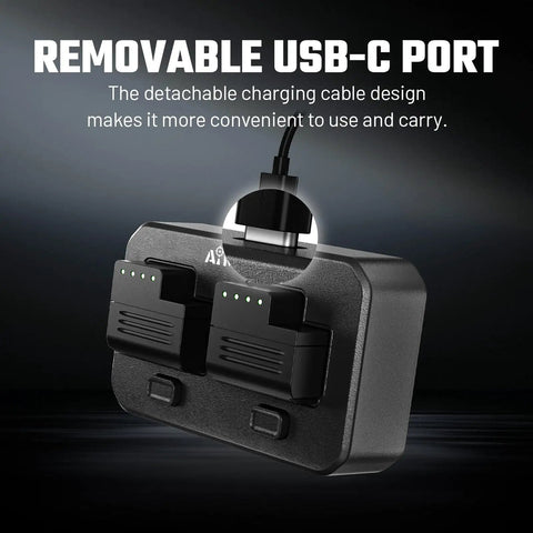 Dual Magnetic Charging Dock For WL500 Batteries With USB C Fast Charge showing removable USB-C port