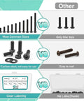 700 Piece M3 Hex Head Cap Screws Metric Machine Bolts Nuts Washers Assortment Kit For Grab And Go DIY Projects And Repairs Durable Solid Material Precise Threads For Smooth Engagement And Long Lasting Fastening. 10.9 carbon steel kit with assorted sizes and labeled case